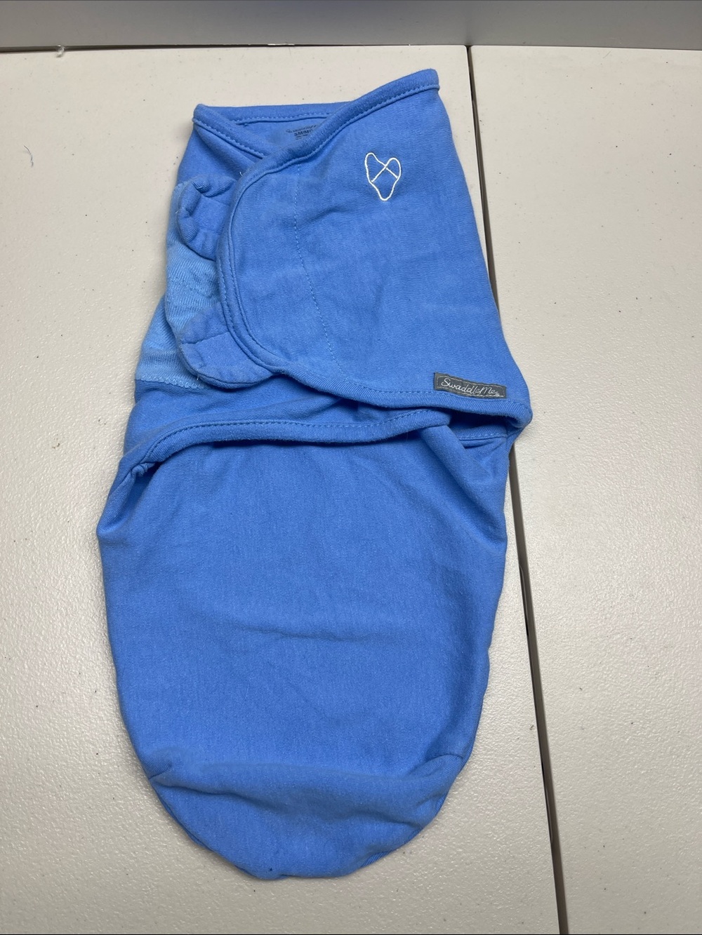 SwaddleMe Blue Infant Swaddle with Heart Stitch